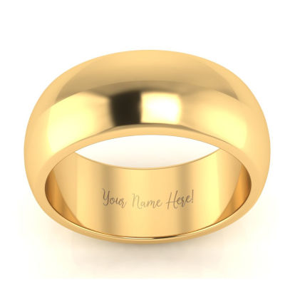 18K Yellow Gold 8MM Heavy Comfort Fit Ladies and Mens Wedding Band, Size 17